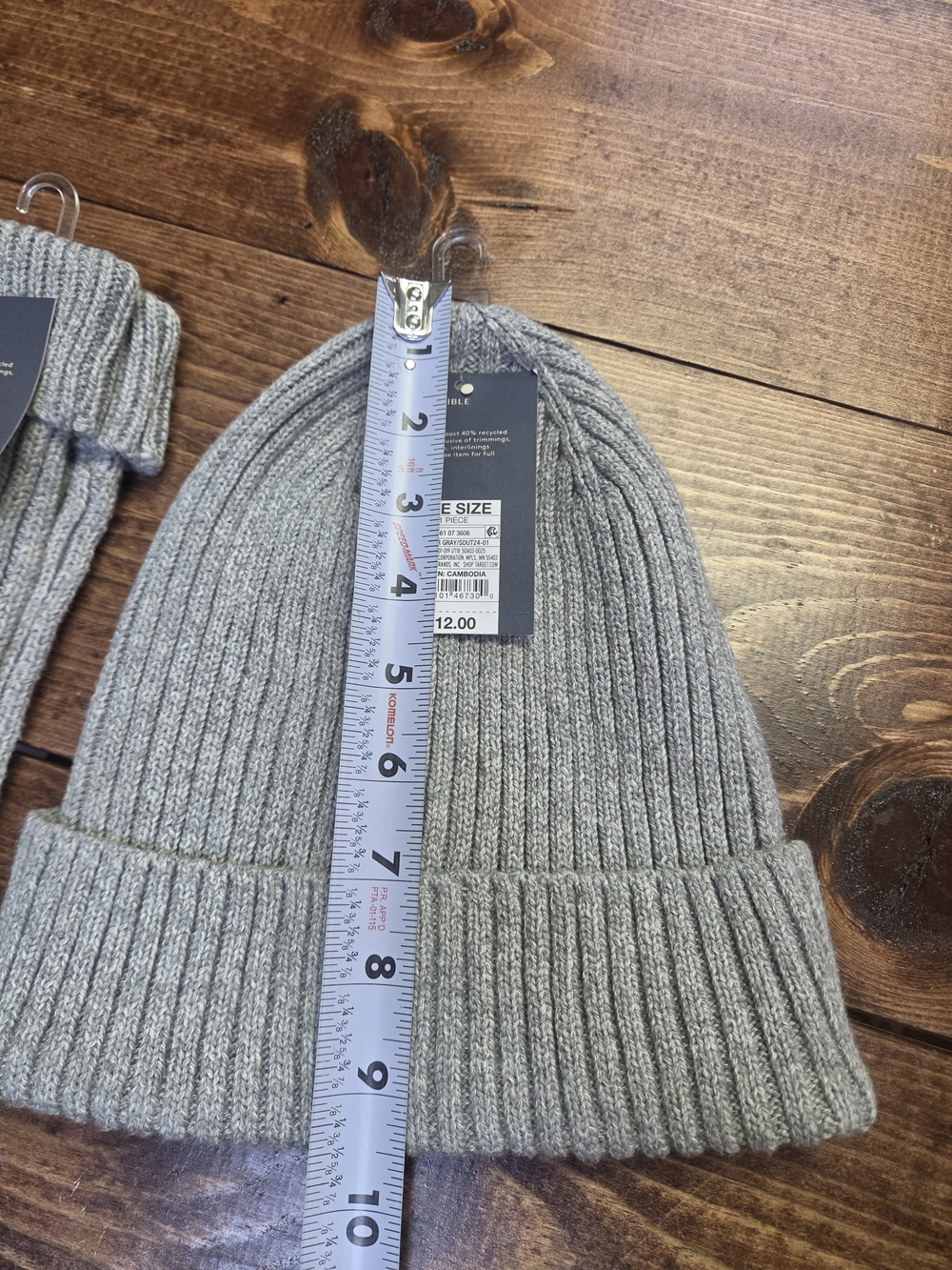 Universal Thread Gray Ribbed Knit Beanie & Mittens Set - Picture 4 of 7